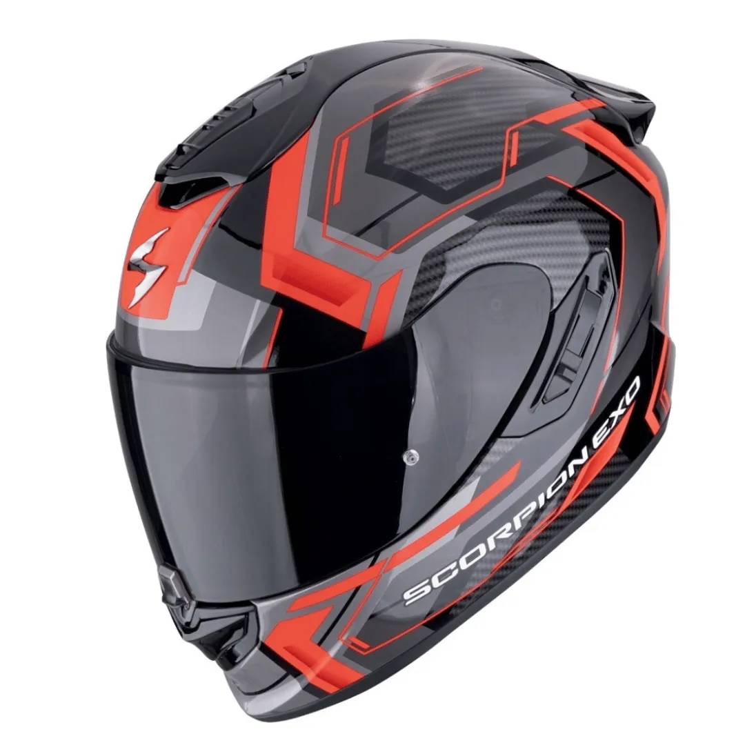 Moto kaciga Scorpion EXO-1400 Evo II Air Linart crno-crvena – pogled sprijeda