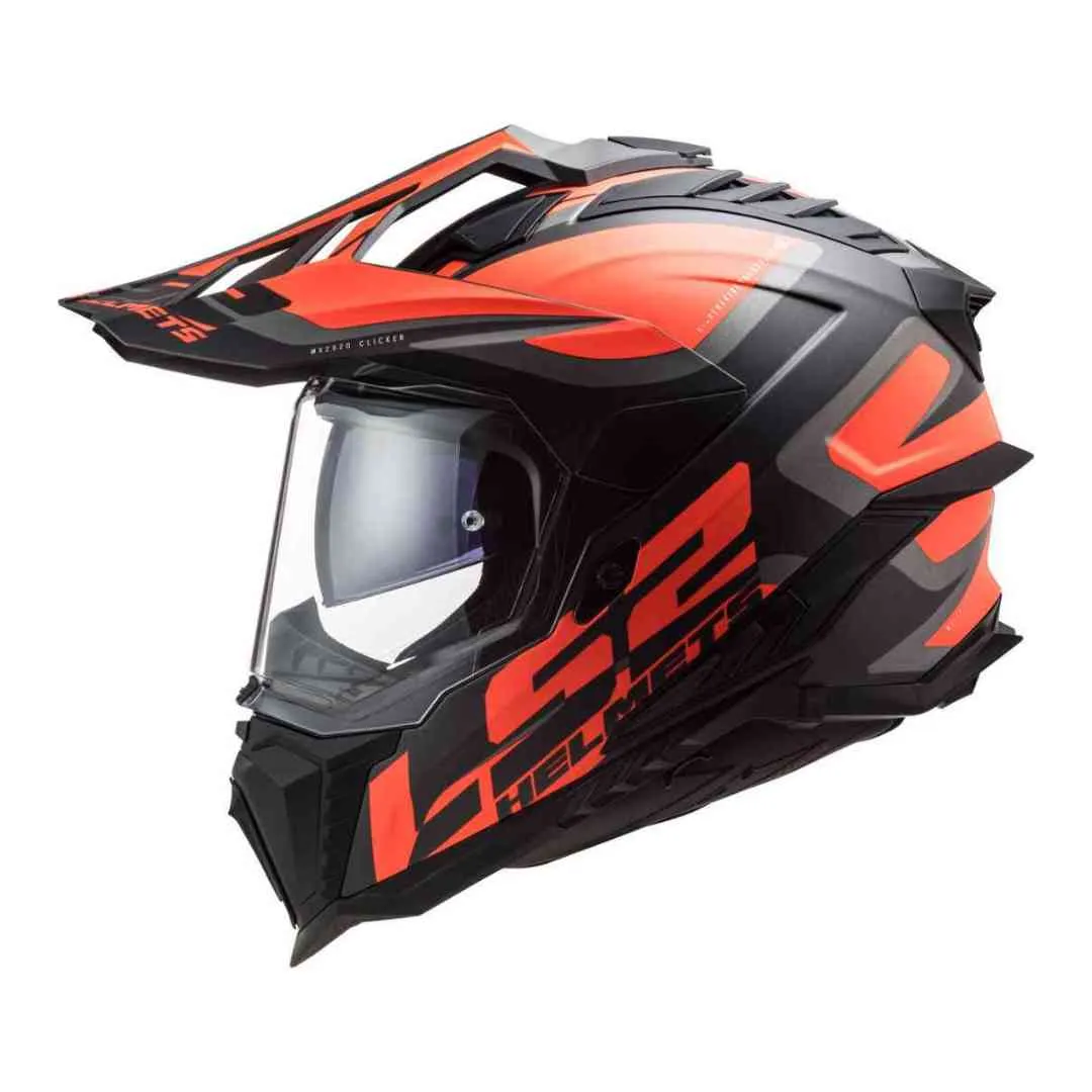 LS2 MX701 Explorer Alter Matt enduro kaciga – crno narančasta fluo, bočni pogled