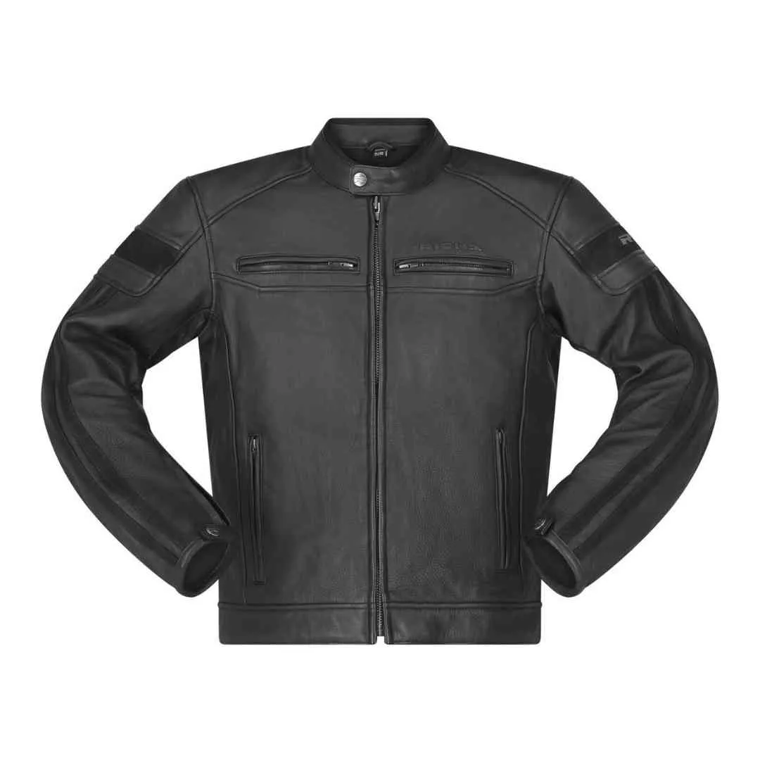 Moto jakna Richa Retro Racing Black Edition crna – prednji pogled