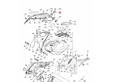 Desni poklopac tanka Yamaha MT07 2014 plavi